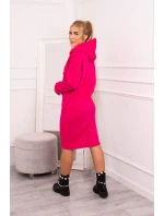 Šaty s kapucí a bočním rozparkem fuchsiová Šaty s kapucí a bočním rozparkem fuchsiová