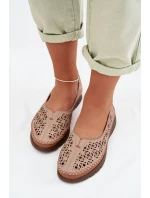 Dámské Ažurové Baleríny z Přírodní Kůže Sergio Leone SP-006 Růžové