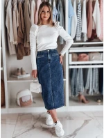 Džínová midi sukně s rozparkem VISTANO modrá FashionStreet CY0485 Džínová midi sukně s rozparkem VISTANO modrá FashionStreet CY0485