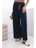 Dámské kalhoty z viskózy se širokými nohavicemi námořnická modř Dámské kalhoty z viskózy se širokými nohavicemi námořnická modř
