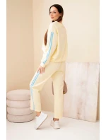 Dámský viskózový komplet masełko s lampasy žlutý