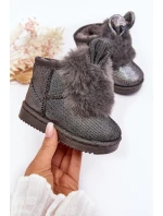 Dětské zimní boty s kožešinovou výplní a ušima šedé Betty