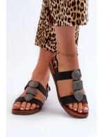 Dámské Černé Sandály S Ozdobami Sergio Leone SK072H