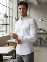 Pánská neformální košile SLIM FIT se stojáčkem bílá FashionStreet DX2608 Pánská neformální košile SLIM FIT se stojáčkem bílá FashionStreet DX2608