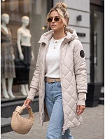 Dlouhá dámská prošívaná přechodová bunda, světle šedá, FashionStreet TY5864 Dlouhá dámská prošívaná přechodová bunda, světle šedá, FashionStreet TY5864