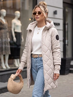 Dlouhá dámská prošívaná přechodová bunda, světle šedá, FashionStreet TY5864