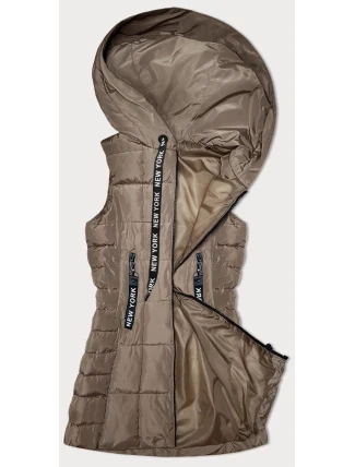 Tmavě béžová dámská vesta s kapucí S'West (B8226-12)
