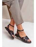Zazoo 40378 Ploché Dámské Kožené Sandály Černé