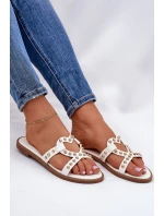 Zdobené Ploché Pantofle Dámské Bílé Adivrae