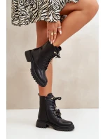 Ekokožené Boty Worker Dámské S Připínáky Černé Rianael