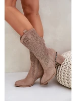 Vyřezávané Kozačky Kovářky Do Poloviny Lýtka S.Barski HY51-238 Béžové