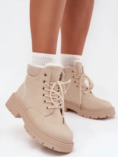 Dámské zimní boty s kožíškem na zip světle béžové Tharika