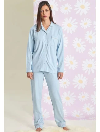 Dámské pyžamo 250016 Světle modrá vzor - Muydemi