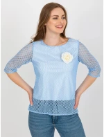 Dámská halenka LK BZ 506642.94 Světle modrá s bílou - Lakerta Dámská halenka LK BZ 506642.94 Světle modrá s bílou - Lakerta