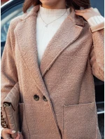 Dámský oversize dlouhý kabát BARALITE z jehněčí kůže béžový FashionStreet NY0710