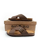 Bio Bio boty pánské žabky tvarované z přírodní kůže hnědé