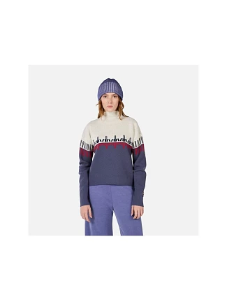 Dámský svetr ROSSIGNOL W PATTERNED TN SWEATER, modrý Dámský svetr ROSSIGNOL W PATTERNED TN SWEATER, modrý