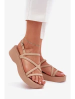 Dámské Sandály Na Platformě S Pásky Béžové Civara