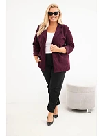 Dámské plus size manžestrové s klopami a kapsami švestková