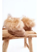 Dětské Kotníkové Boty Sněhule S Kožešinou Béžove Ariana