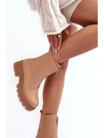 Kůže Baleríny Na Ploché Podpatku Se Zipem Camel Vimal