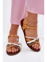 Dámské sandály s proplétajícími se pásky SK090H žluté Sergio Leone Dámské sandály s proplétajícími se pásky SK090H žluté Sergio Leone