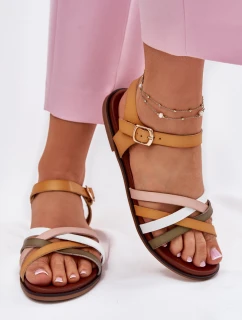 Dámské sandály s proplétajícími se pásky SK090H žluté Sergio Leone