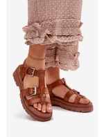 Dámské Sandály Eko Kůže S Přezkami Camel Jeneliena