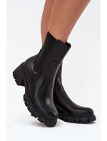 Dámské Botky Na Klocku Eko Kůže Černé Kyra