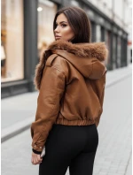 Dámská kožená bunda s kožešinou SOFTREBEL hnědá FashionStreet TY4761z