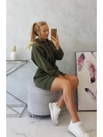 Zateplené šaty s kapucí khaki