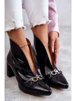 Kožené holínky na sloupku Maciejka Černe 05262-01