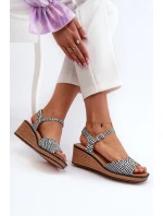 Dámské sandály Na Klinu Sergio Leone SK303 Černobílé Dámské sandály Na Klinu Sergio Leone SK303 Černobílé