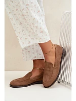 Dámské mokasíny Loafersy z eko semiše hnědé Laisie Dámské mokasíny Loafersy z eko semiše hnědé Laisie