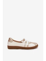 Dámské kožené polobotky typu barefoot Zazoo – bílo-zlaté