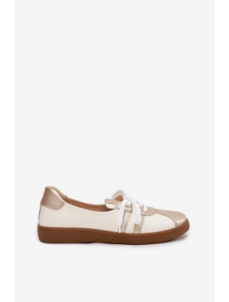 Dámské kožené polobotky typu barefoot Zazoo – bílo-zlaté