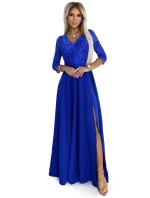 309-12 AMBER elegantní dlouhé krajkové šaty s výstřihem - barva CHABRIEL 309-12 AMBER elegantní dlouhé krajkové šaty s výstřihem - barva CHABRIEL