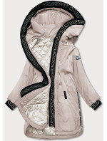Světle béžová dámská bunda s kapucí (B8100-51)
