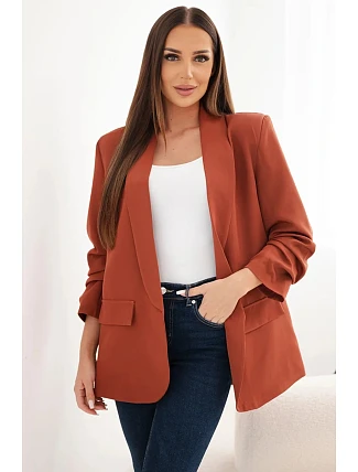 Elegantní blejzr s klopami hnědá Elegantní blejzr s klopami hnědá
