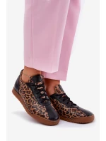 Dámské Kožené Sportovní Boty S Leopardím Vzorem Laura 2935 Hnědé