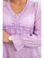 Šaty s ozdobnými volány fialové barvy