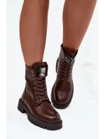 Dámské workery Karessa s ozdobou, eko kůže – čokoládové Dámské workery Karessa s ozdobou, eko kůže – čokoládové