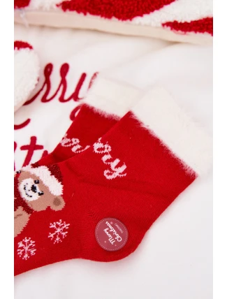 Dětské vánoční ponožky s kožíškem, medvídkem a alpaka vlnou – červené