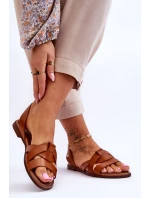 Zazoo 40185 Pohodlné kožené klínové sandály hnědé