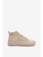 Zateplené Zamatové Tenisky Dámské Big Star OO274771 Hi-Poly System Béžové Zateplené Zamatové Tenisky Dámské Big Star OO274771 Hi-Poly System Béžové