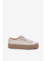 Dámské Tenisky Na Platformě S Pletením Lee Cooper LCW-25-02-3284 Světle Béžové Dámské Tenisky Na Platformě S Pletením Lee Cooper LCW-25-02-3284 Světle Béžové