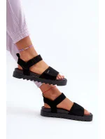 Dámské semišové sandály na platformě Big Star Black Dámské semišové sandály na platformě Big Star Black