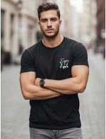 Pánské bavlněné tričko s potiskem dinosaurů černé FashionStreet NX0141R Pánské bavlněné tričko s potiskem dinosaurů černé FashionStreet NX0141R