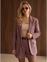 Dámská sako s kostkovaným vzorem v barvě bordó, FashionStreet PY0153 Dámská sako s kostkovaným vzorem v barvě bordó, FashionStreet PY0153