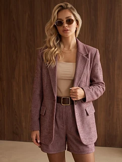 Dámská sako s kostkovaným vzorem v barvě bordó, FashionStreet PY0153